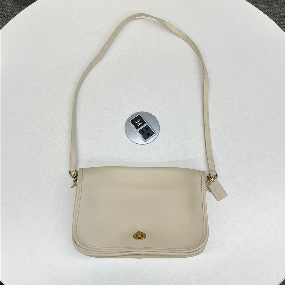 Coach Cream Leather Crossbody Bag with Gold Hardware